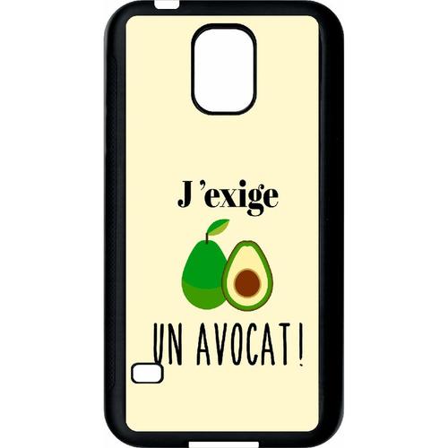 Coque Pour Smartphone - J Exige Un Avocat Fond Beige Clair - Compatible Avec Samsung Galaxy S5 - Plastique - Bord Noir