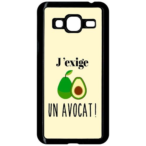 Coque Pour Smartphone - J Exige Un Avocat Fond Beige Clair - Compatible Avec Samsung Galaxy J3 (2015) - Plastique - Bord Noir