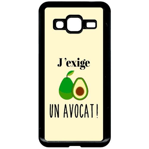 Coque Pour Smartphone - J Exige Un Avocat Fond Beige Clair - Compatible Avec Samsung Galaxy J3 (2016) - Plastique - Bord Noir