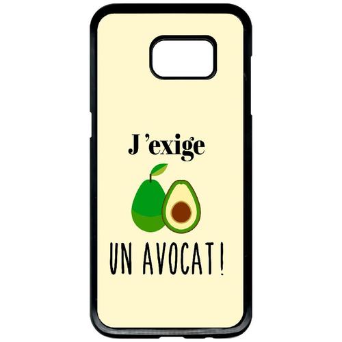 Coque Pour Smartphone - J Exige Un Avocat Fond Beige Clair - Compatible Avec Samsung Galaxy S7 Edge - Plastique - Bord Noir