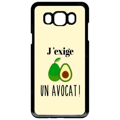 Coque Pour Smartphone - J Exige Un Avocat Fond Beige Clair - Compatible Avec Samsung Galaxy J7 (2016) - Plastique - Bord Noir