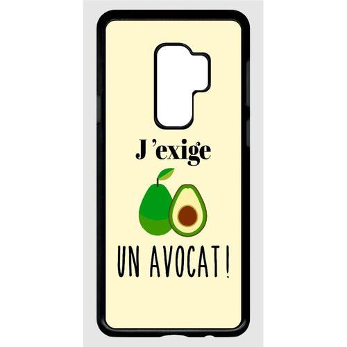 Coque Pour Smartphone - J Exige Un Avocat Fond Beige Clair - Compatible Avec Samsung Galaxy S9+ - Plastique - Bord Noir