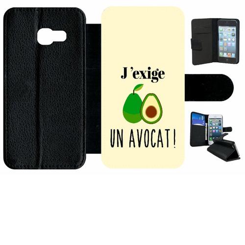 Etui À Rabat Galaxy A3 (2017) - J Exige Un Avocat Fond Beige Clair - Simili-Cuir - Noir