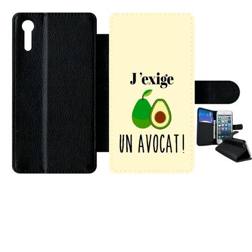 Etui À Rabat Xperia Xz - J Exige Un Avocat Fond Beige Clair - Simili-Cuir - Noir