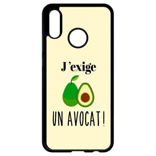 Coque Pour Smartphone - J Exige Un Avocat Fond Beige Clair - Compatible Avec Huawei P20 Lite - Plastique - Bord Noir