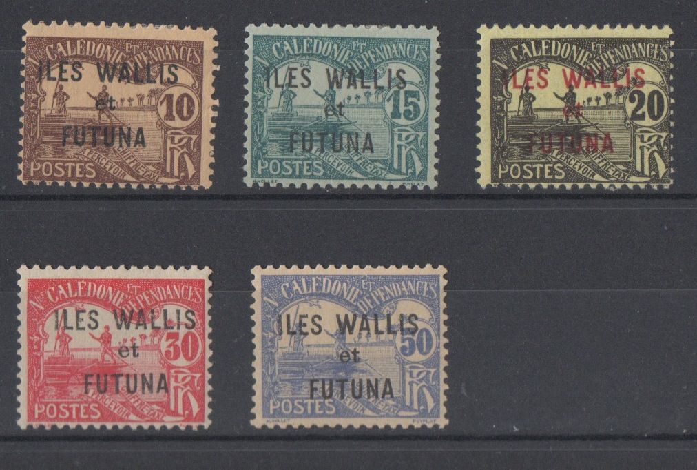 5 Timbres Taxe France Wallis Et Futuna 1920 Yvert Et Tellier Tt N°2, 3, 4, 5 Et 6 Neuf* Trace De Charnière