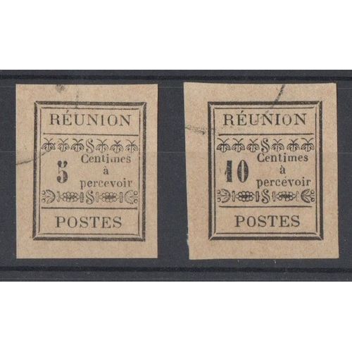 2 Timbres Taxe France Réunion 1889 Yvert Et Tellier Tt N° 1 Et 2 Rectangle 5 Et 10 Centimes Oblitérés