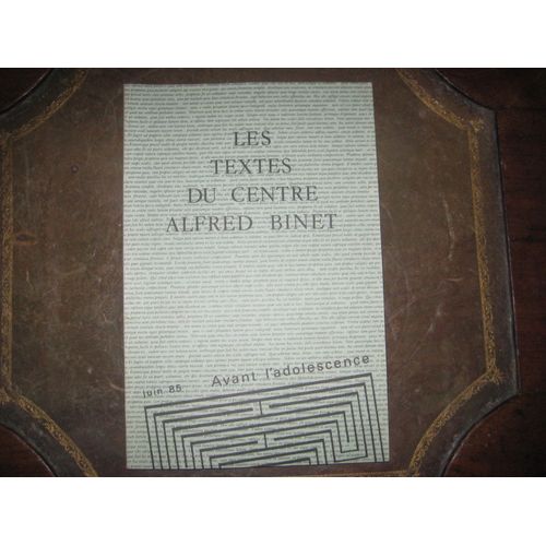 Les Textes Du Centre Alfred Binet 6 Avant L'adolescence