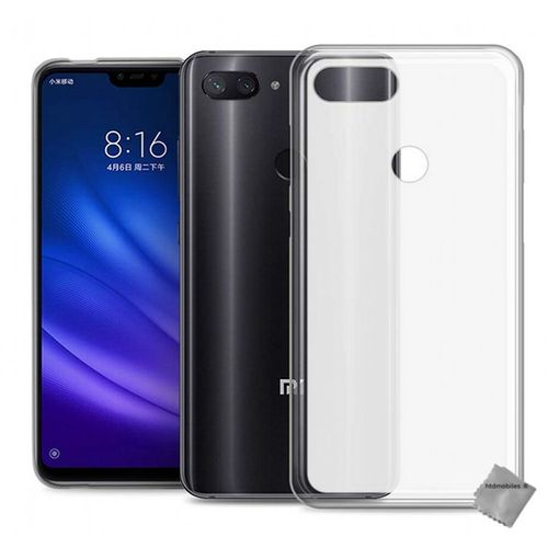 Housse Etui Coque Pochette Silicone Gel Fine Pour Xiaomi Mi 8 Lite + Film Ecran - Blanc Transparent