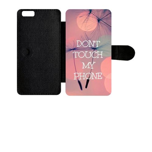 Etui A Rabat - Dont Touch My Phone Fond Rose Poudree - Compatible Avec Apple Iphone 6s+ - Plastique - Bord Noir