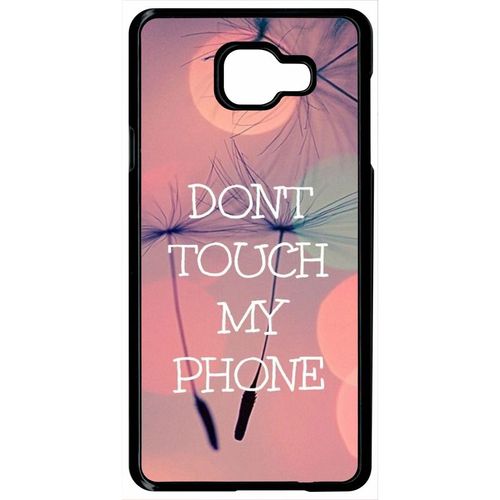 Coque Pour Smartphone - Dont Touch My Phone Fond Rose Poudree - Compatible Avec Samsung Galaxy A7 (2016) - Plastique - Bord Noir