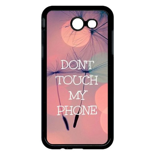 Coque Pour Smartphone - Dont Touch My Phone Fond Rose Poudree - Compatible Avec Samsung Galaxy J3 (2017) - Plastique - Bord Noir