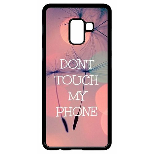 Coque Galaxy A8+ (2018) - Dont Touch My Phone Fond Rose Poudree - Noir