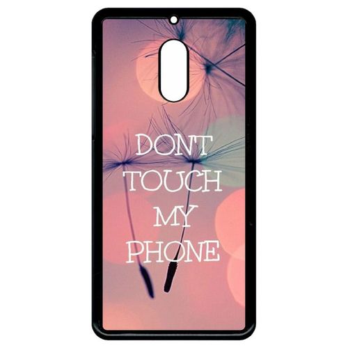 Coque Pour Smartphone - Dont Touch My Phone Fond Rose Poudree - Compatible Avec Nokia 6 (2018) - Plastique - Bord Noir