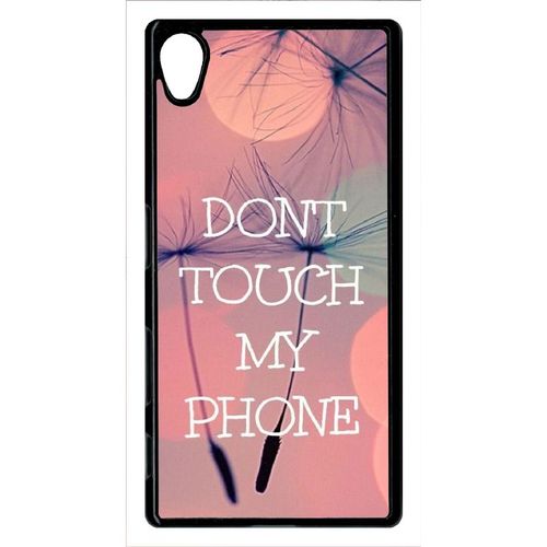 Coque Xperia Z5 - Dont Touch My Phone Fond Rose Poudree - Noir