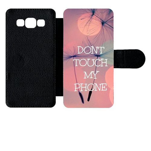 Etui À Rabat Galaxy A5 (2015) - Dont Touch My Phone Fond Rose Poudree - Simili-Cuir - Noir