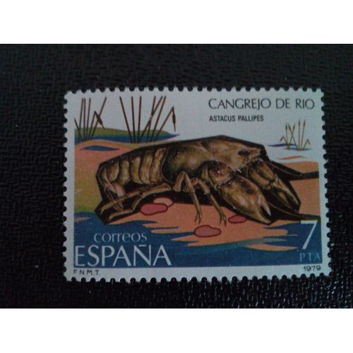 Timbre Espagne Yt 2174 Écrevisse Noble (Astacus Pallipes) 1979