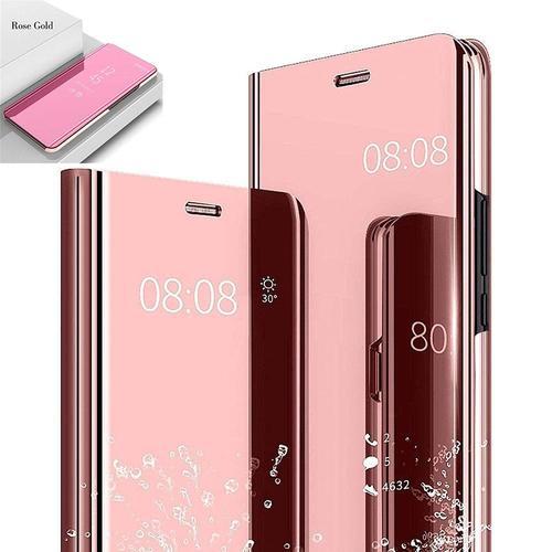 Etui Housse Huawei P20 Lite Clear Miroir Transparent View Rabattable Coque De Portection Pour Huawei P20 Lite - Rose