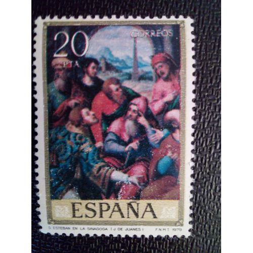 Timbre Espagne Yt 2186 St. Stephen Dans La Synagogue, Juan De Juanes 1979