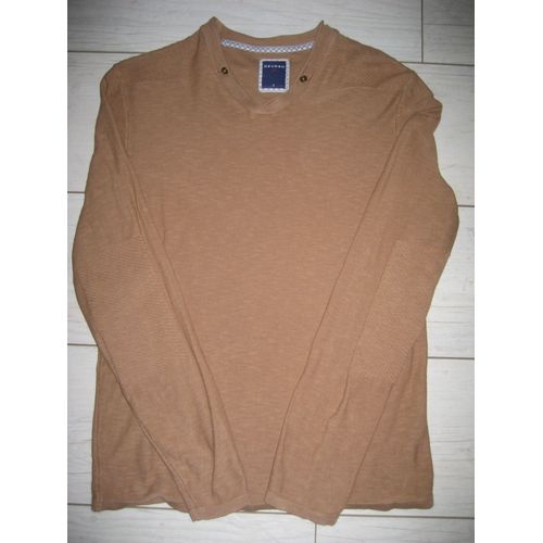 Pull Fin, Col V Fantaisie, Taille S, Couleur Flamme Beige