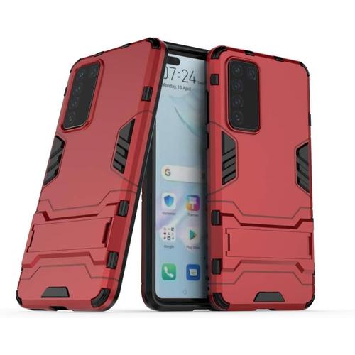 Pour Huawei P40 Coque, Pc + Tpu Silicone Housse Double Couche Hybride Armour Case De Protection + Verre Trempé Écran Protecteur 2 Pack Pour Huawei P40 -Bleu