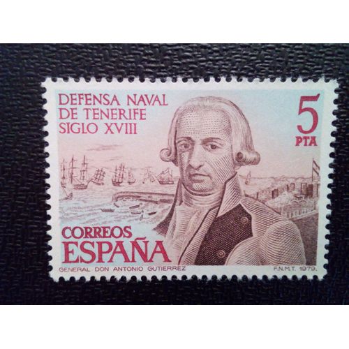 Timbre Espagne Yt 2182 18ème Défense Navale De Tenerife 1979