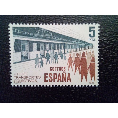 Timbre Espagne Yt 2208 Train Souterrain 1980