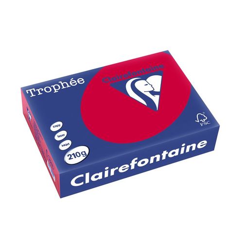 Trophée Ramette 250 Feuilles Papier 210g A4 210x297 mm Certifié FSC rouge groseille