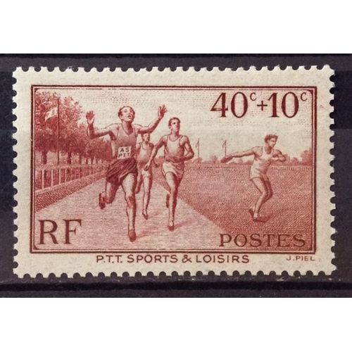 Ptt Sports Et Loisirs - Sports 40c+10c Brun-Rouge (Impeccable N° 346) Neuf** Luxe (= Sans Trace De Charnière) - Cote 3,35 - France Année 1937 - N22731