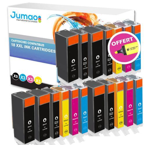 Lot de 18 cartouches jet d'encre type Jumao compatibles pour Canon PIXMA iP4200 +Fluo offert