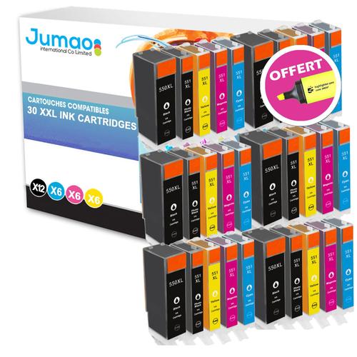 Lot de 30 cartouches jet d'encre type Jumao compatibles pour Canon PIXMA iX6850 +Fluo offert