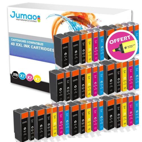 Lot de 40 cartouches jet d'encre type Jumao compatibles pour Canon PIXMA iX6850 +Fluo offert