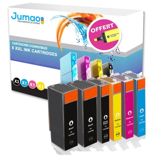 Lot de 6 cartouches jet d'encre type Jumao compatibles pour Canon PIXMA MG6250 +Fluo offert