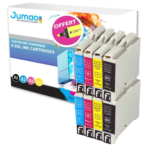 Lot de 8 cartouches d'impression type Jumao compatibles pour Brother DCP-770CW +Fluo offert