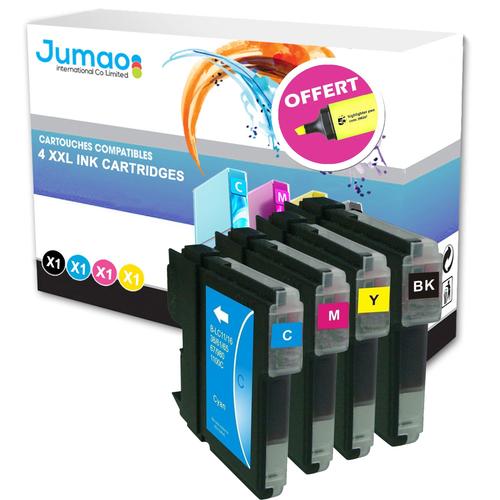 Lot de 4 cartouches d'impression type Jumao compatibles pour Brother MFC-6490CW +Fluo offert