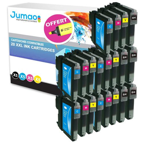 Lot de 20 cartouches d'impression type Jumao compatibles pour Brother MFC-6490CW +Fluo offert