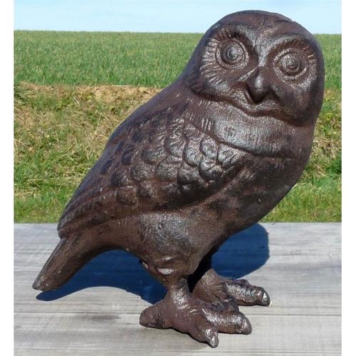 Hibou Chouette Statue Statuette Sculpture Oiseau en Fonte Patinée Marron  9x15x16cm - L'Héritier du Temps