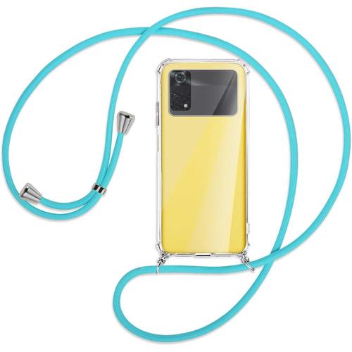 Cha Ne De Téléphone Portable Compatible Avec Xiaomi Poco M4 Pro 4g 6 43"" Turquoise Coque De Protection Pour Smartphone À Bandoulière Coque En Tpu Anti Chocs