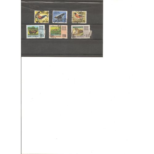 6 Timbres Obliteres Ceylan 1964-70 Oiseaux Animaux Sauvage Yt 347 358 360 413 415 416
