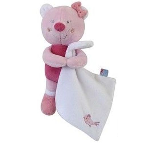 Doudou Souris Chat Rose Mouchoir Blanc Sucre D'orge