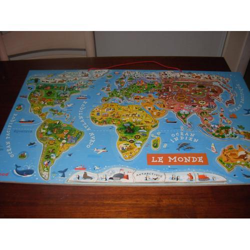 Puzzle carte du monde magnétique - jeu éducatif - Janod