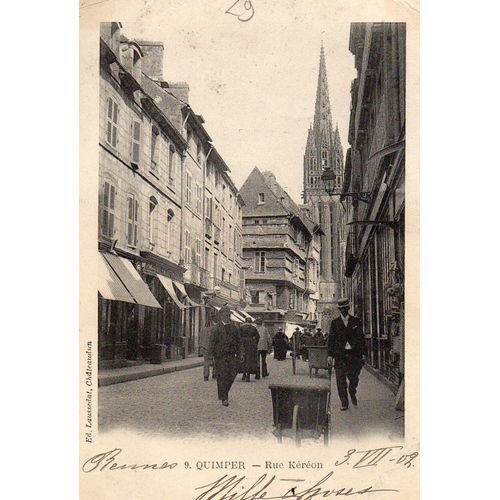 Carte Postale Ancienne - 1902 - N°9 - Quimper - Rue Kereon - Carte Ecrite Le 03/07/1902 - Editions Laussedat - Chateaudun