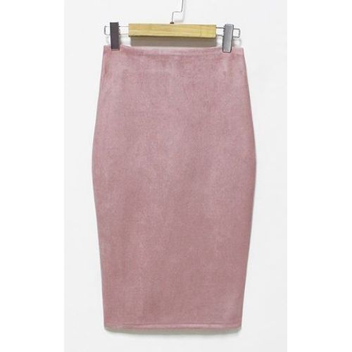 Jupe Crayon Suédine Rose Tendre T 38/40