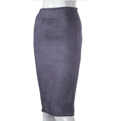 Jupe Crayon Suédine Gris Foncé T 38/40