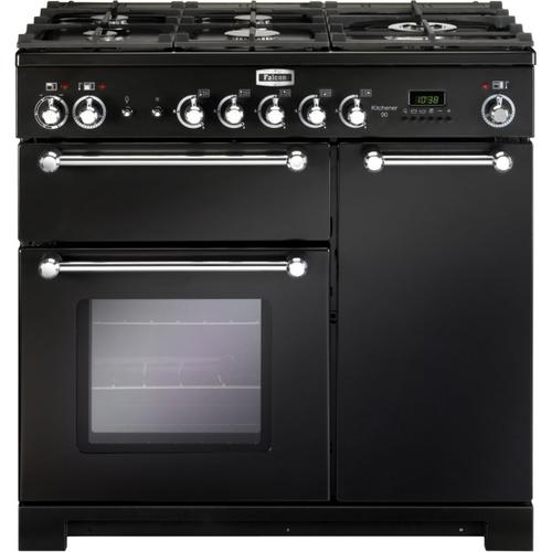 Falcon Kitchener 90 - Cuisinière (four à deux étages) - pose libre - largeur : 90 cm - profondeur : 60 cm - hauteur : 92.5 cm - avec système auto-nettoyant - noir mat