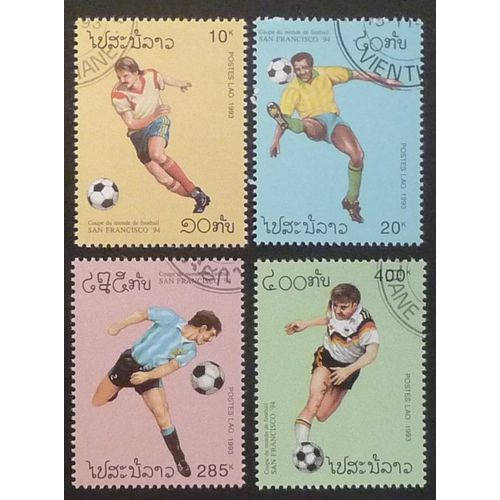 Laos Oblitéré Lot De 4 Timbres De 1993 Coupe Monde Foot
