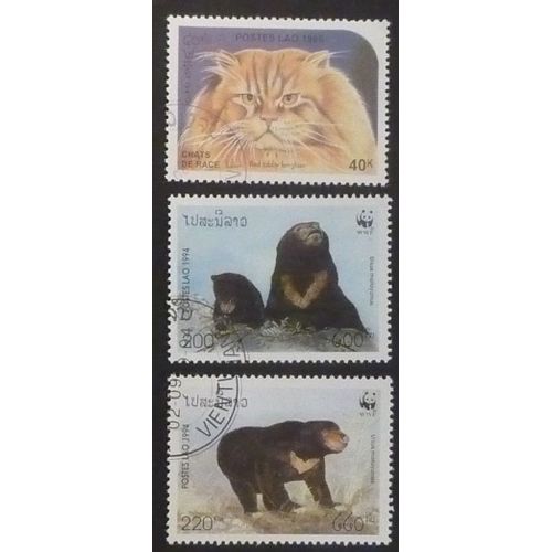 Laos Oblitéré Lot De 3 Timbres De 1994 Animaux