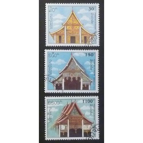 Laos Oblitéré Lot De 3 Timbres De 1994 Pagodes