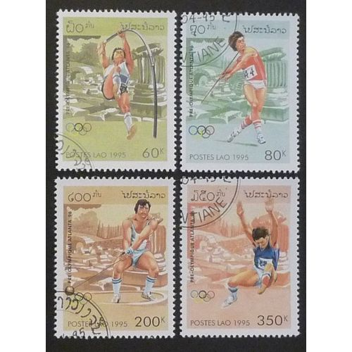 Laos Oblitéré Lot De 4 Timbres De 1995 J O Atlanta