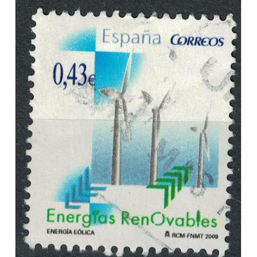 Timbre Oblitéré Used Stamp Selo Carimbado Energias Renovables 0,43 Eur Espagne Spain 2009